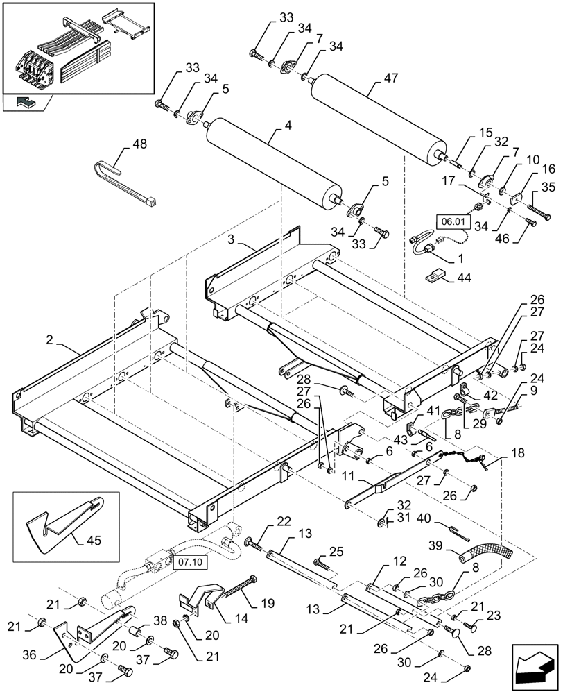 Схема запчастей Case IH LBX332P - (14.06[01]) - ROLLER BALE CHUTE (14) - BALE CHAMBER