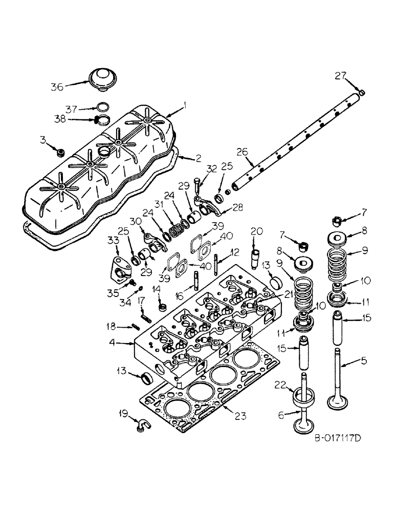 Схема запчастей Case IH D-239 - (D-17) - CYLINDER HEAD AND RELATED PARTS, ALL MACHINES EXCEPT 5000 THRU 5500 WINDROWERS 