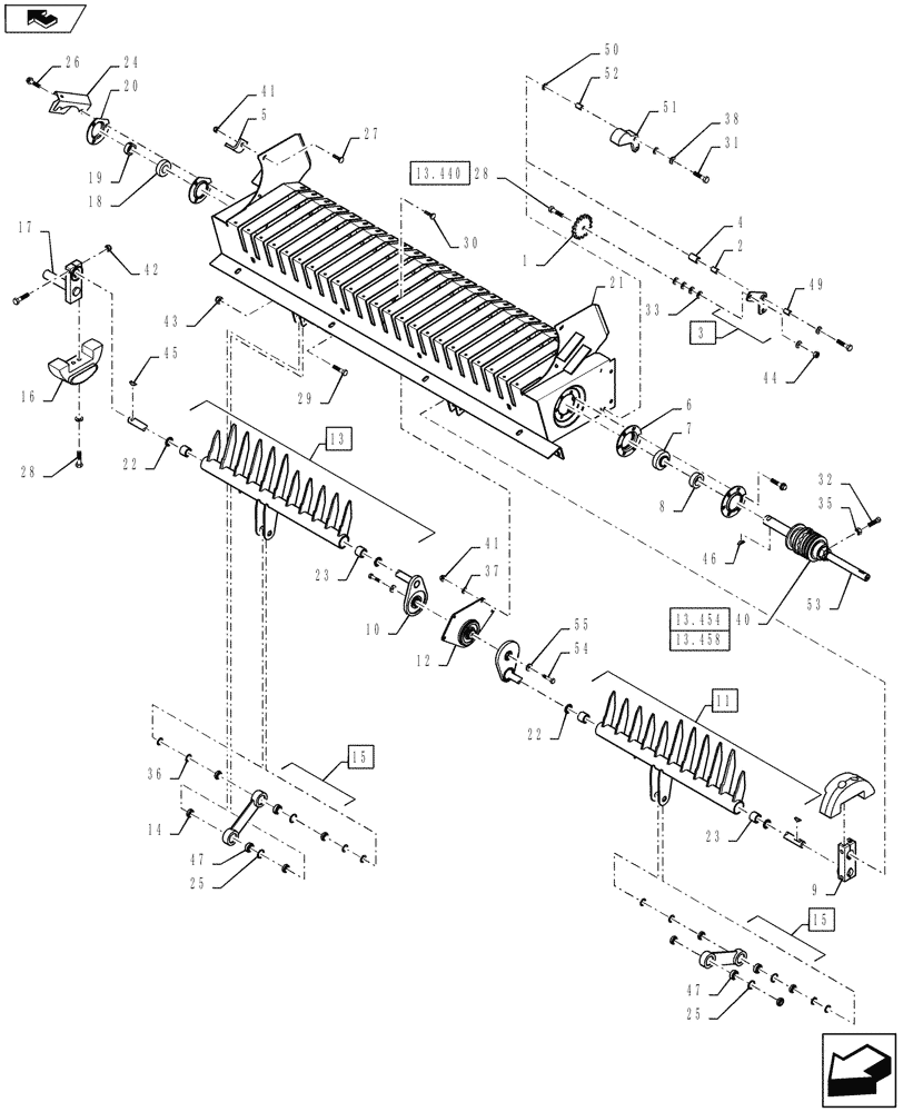 Схема запчастей Case IH RB564 - (13.530[02]) - STUFFER FEEDER, P.I.N. YBN171040 & AFTER (13) - FEEDER