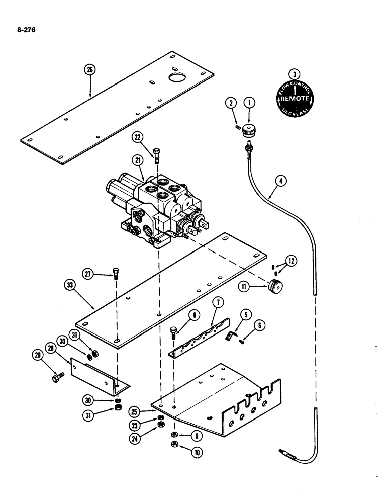 Схема запчастей Case IH 4490 - (8-276) - REMOTE HYDRAULIC VALVE FLOW CONTROLS, REMOTE HYDRAULIC VALVE MOUNTING (08) - HYDRAULICS