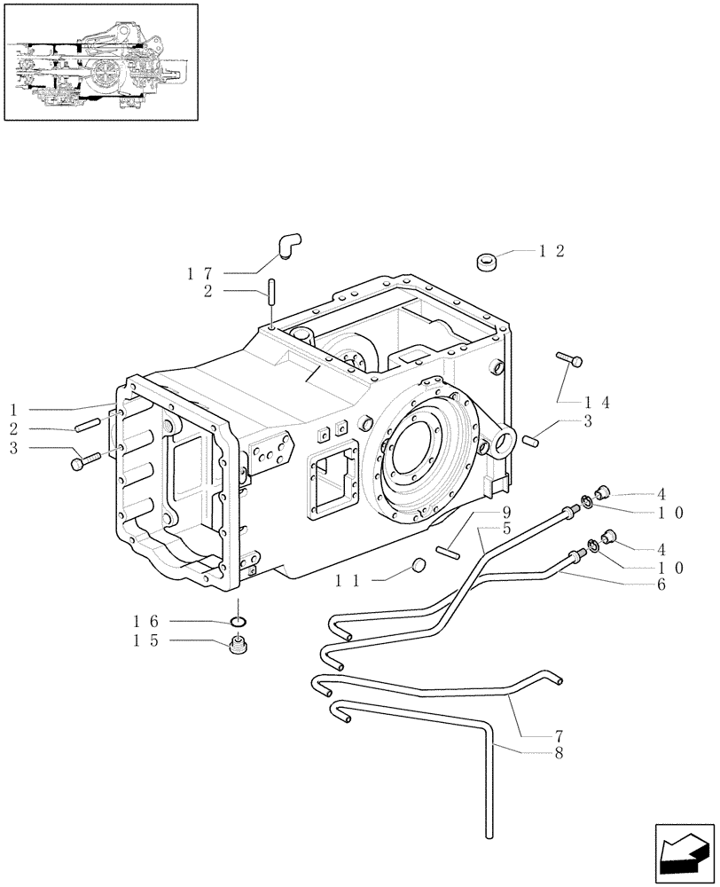 Схема запчастей Case IH MXU115 - (1.21.0[02]) - TRANSMISSION BOX AND RELATED PIPES (03) - TRANSMISSION