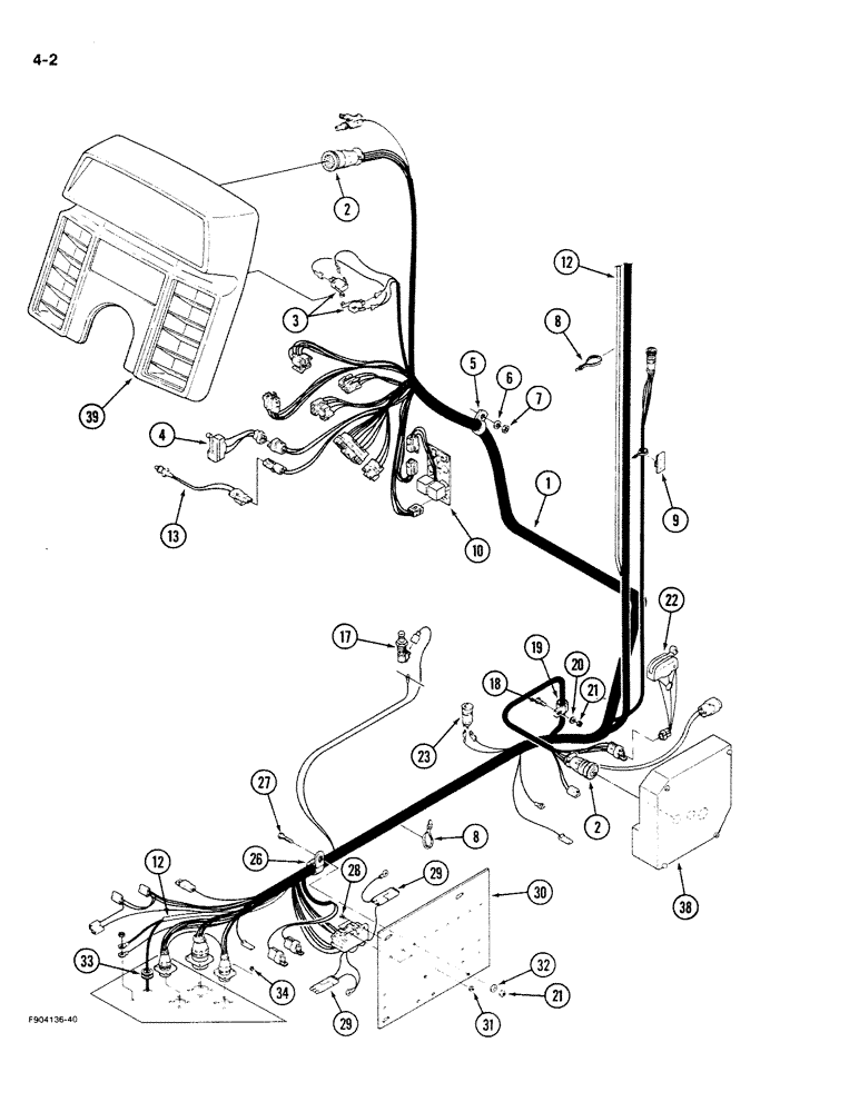 Схема запчастей Case IH 9280 - (4-02) - LOWER CAB HARNESS (04) - ELECTRICAL SYSTEMS