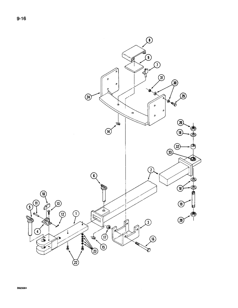 Схема запчастей Case IH 9250 - (9-016) - EXTENDABLE DRAWBAR WITHOUT THREE POINT HITCH, PRIOR TO P.I.N. JCB0028400 (09) - CHASSIS/ATTACHMENTS