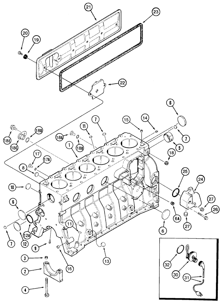 Схема запчастей Case IH 2344 - (02-22) - CYLINDER BLOCK (01) - ENGINE