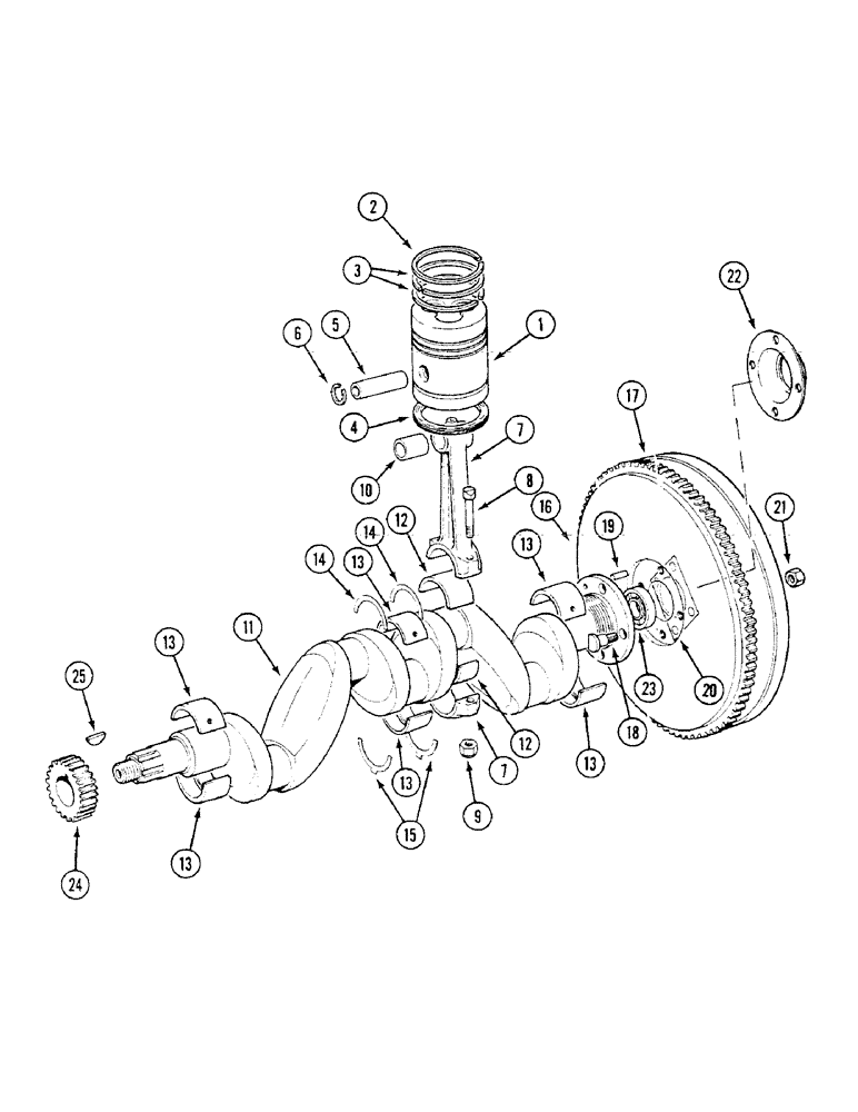 Схема запчастей Case IH 1294 - (2-20) - PISTONS, CRANKSHAFT AND FLYWHEEL (02) - ENGINE