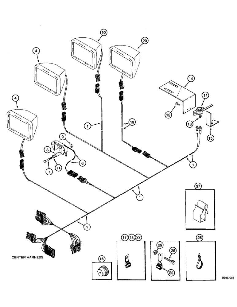 Схема запчастей Case IH 2166 - (4-30) - GRAIN TANK AND UNLOADER LAMP HARNESSES (06) - ELECTRICAL