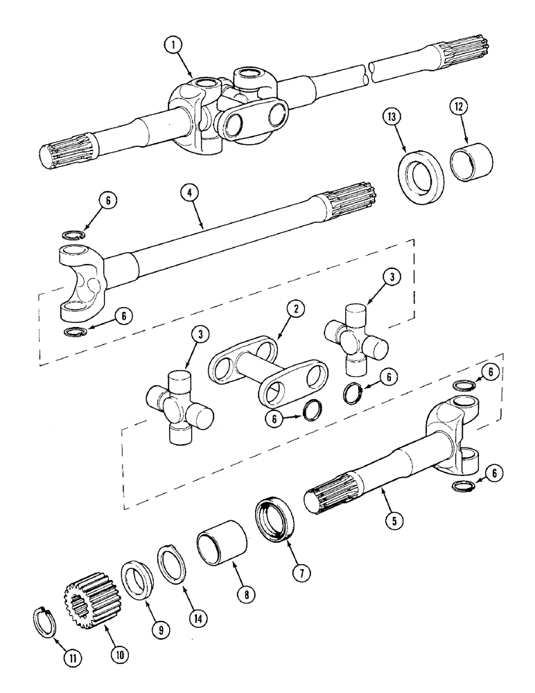 Схема запчастей Case IH 1394 - (5-178) - FRONT AXLE HALF-SHAFTS, MFD TRACTORS, P.I.N. 11503001 AND AFTER (05) - STEERING