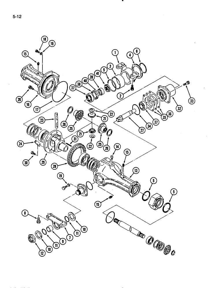 Схема запчастей Case IH 275 - (5-12) - FRONT AXLE SHAFTS, HOUSING AND DIFFERENTIAL, MFD TRACTORS (05) - STEERING