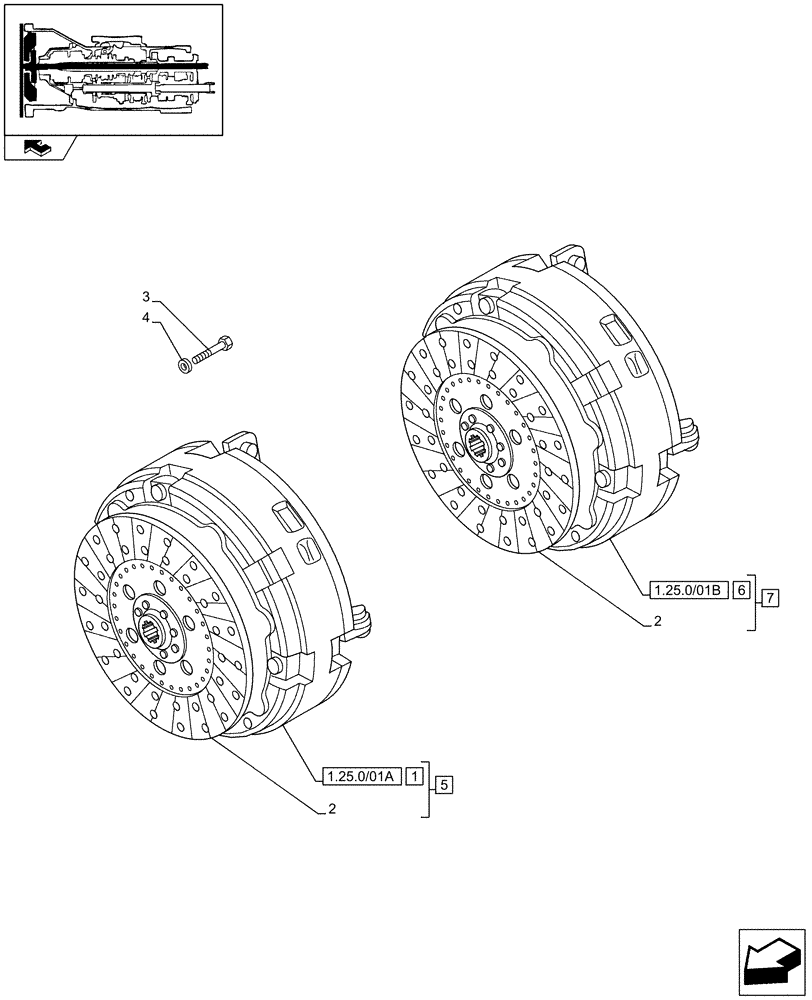 Схема запчастей Case IH JX95 - (1.25.0/01[01]) - CLUTCH - FOR STRADDLE VERSION (03) - TRANSMISSION