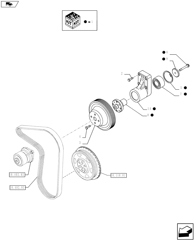 Схема запчастей Case IH F4GE9684C J602 - (10.414.01) - FAN DRIVE (10) - ENGINE