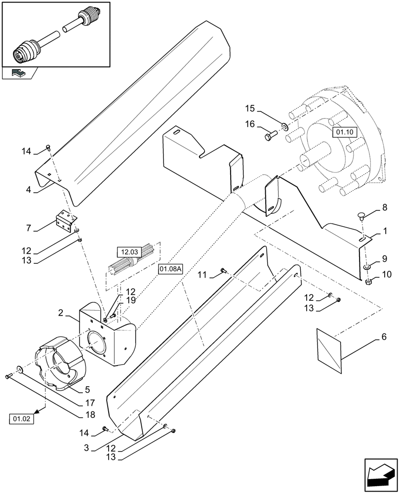 Схема запчастей Case IH LBX432R - (01.08[01]) - POWER TAKE-OFF, REAR (01) - POWER TAKE OFF