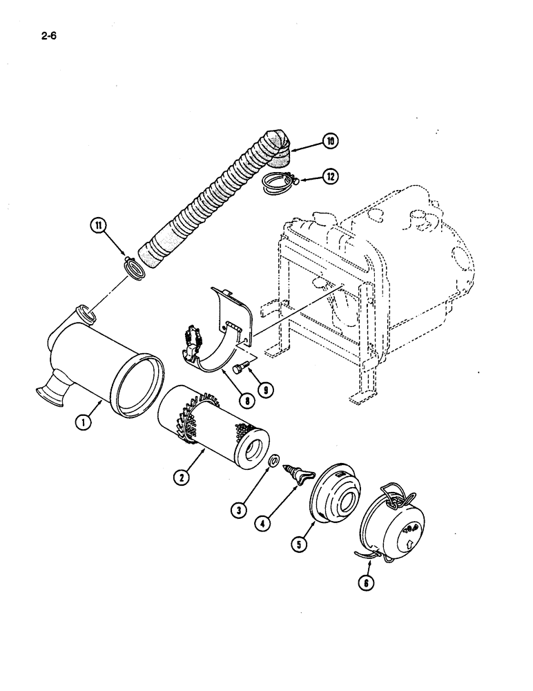 Схема запчастей Case IH 245 - (2-06) - AIR CLEANER SYSTEM (02) - ENGINE