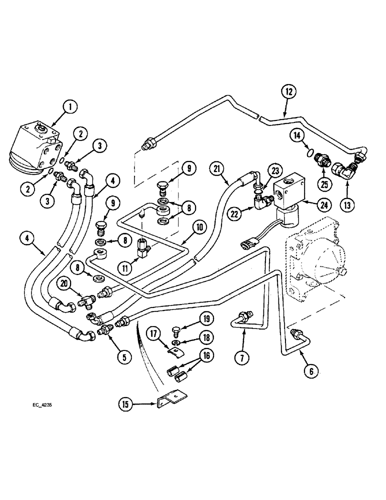 Схема запчастей Case IH 4240 - (5-20) - POWER STEERING TUBES, REAR, MFD TRACTORS WITH CAB, WITH OR WITHOUT TWO SPEED POWER SHIFT (05) - STEERING