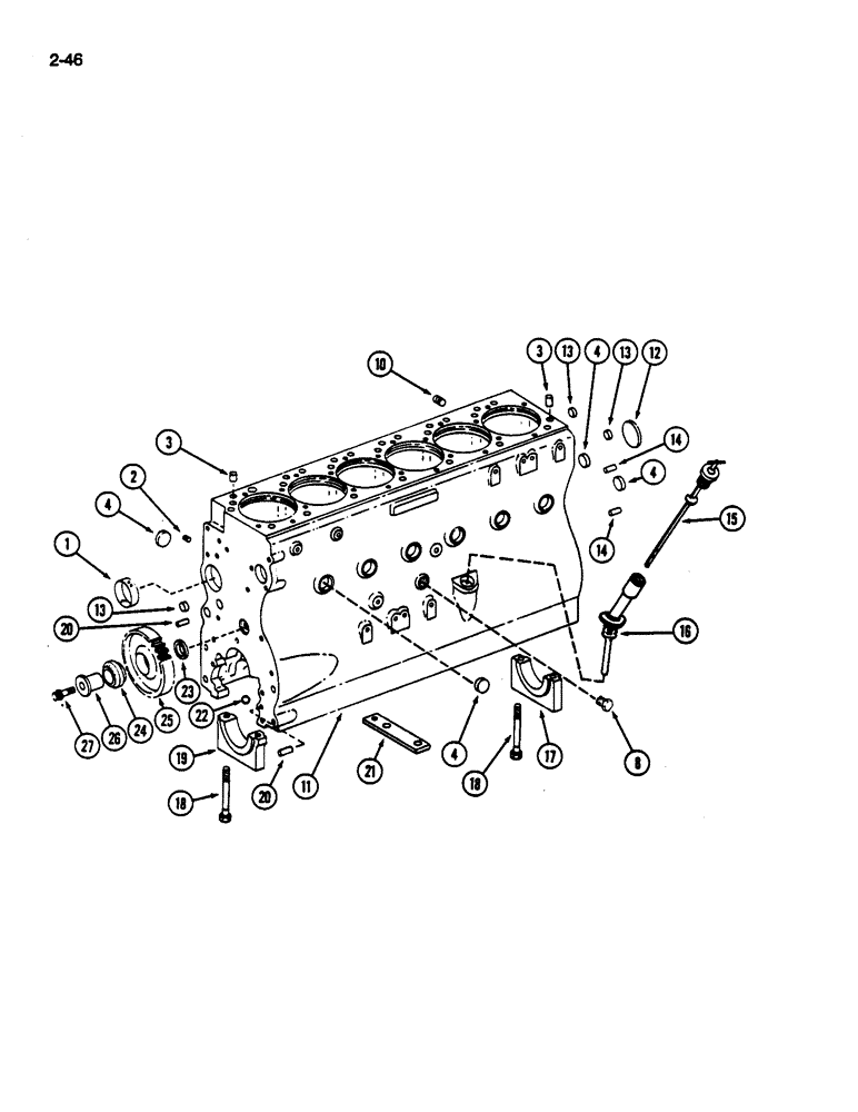 Схема запчастей Case IH 1822 - (2-46) - CYLINDER BLOCK, D466 DIESEL ENGINE (01) - ENGINE