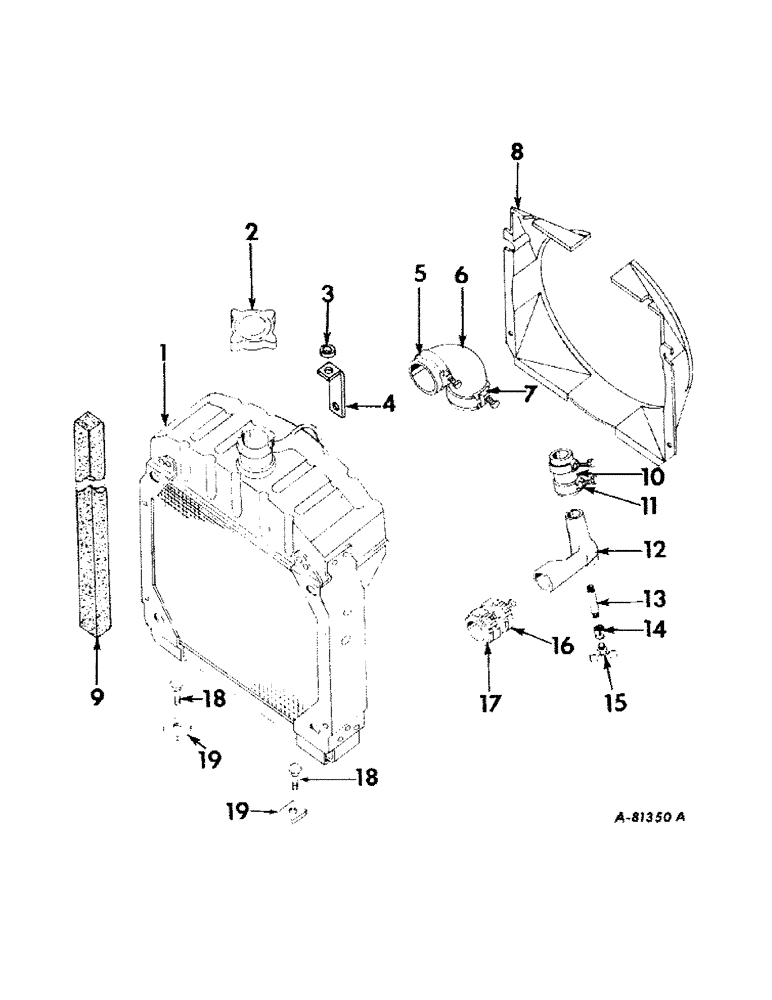 Схема запчастей Case IH 2424 - (043) - COOLING SYSTEM, RADIATOR AND CONNECTIONS, CARBURETED ENGINE TRACTORS COOLING SYSTEM