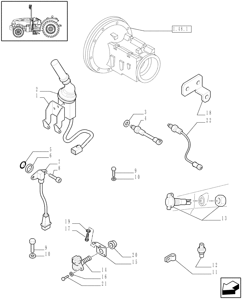 Схема запчастей Case IH JX1075N - (1.75.0/01) - (VAR.271) HI-LO - ELECTRIC CONTROLS, POWER - SHUTTLE CONTROL LEVER (06) - ELECTRICAL SYSTEMS