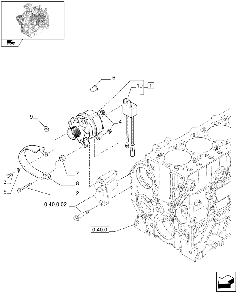 Схема запчастей Case IH FARMALL 75N - (0.40.0[01]) - ENGINE ALTERNATOR (01) - ENGINE