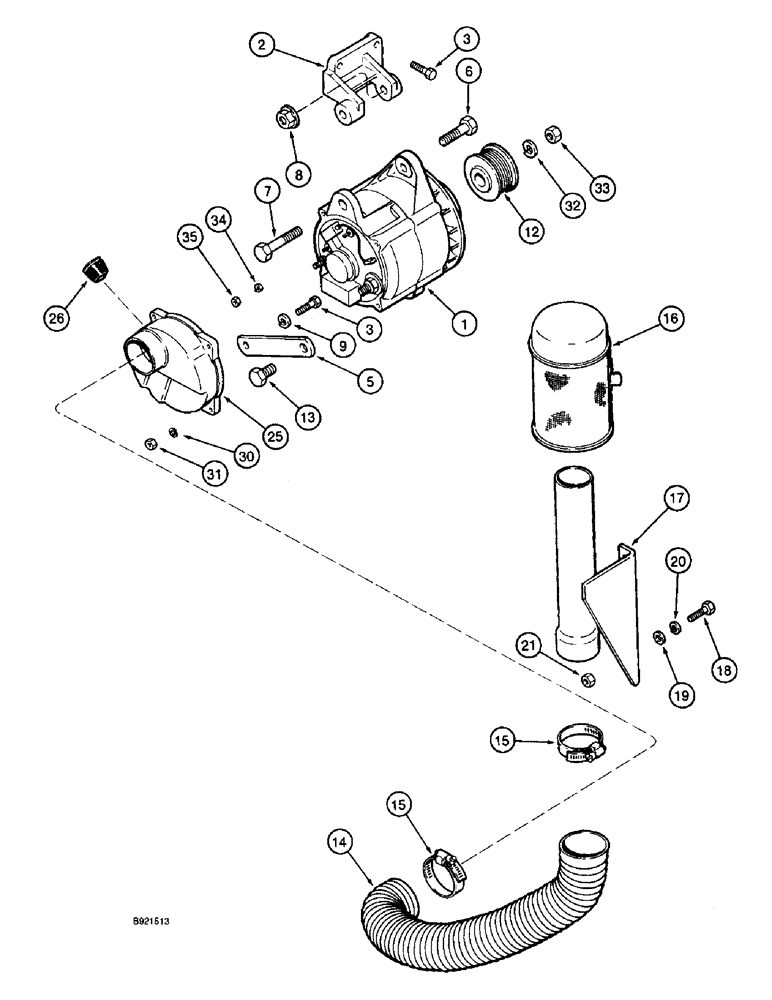 Схема запчастей Case IH 2055 - (4-34) - ALTERNATOR MOUNTING AND FILTER (06) - ELECTRICAL SYSTEMS