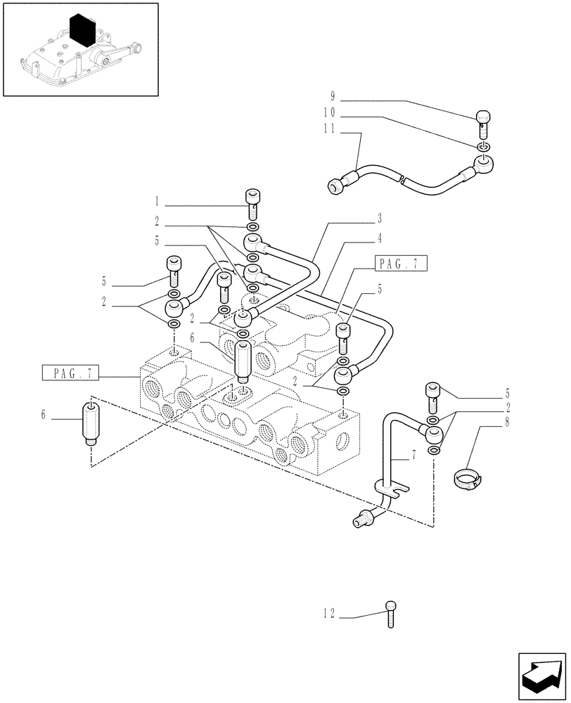 Схема запчастей Case IH JX1070N - (1.82.7/03[08]) - (VAR.390/1-399-498-498/1) 3 REM VALVES W/FLOW-RATE REG. AND HYD. DIVIDER - PIPES - D5484 (07) - HYDRAULIC SYSTEM