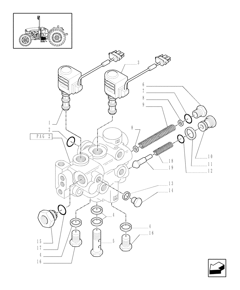 Схема запчастей Case IH JX1060C - (1.33.2/08[01]) - (VAR.323-323/1) STANDARD FRONT AXLE W/ ELECTROHYDR. DIFF. LOCK (40 KM/H) - SOLENOID VALVE (04) - FRONT AXLE & STEERING