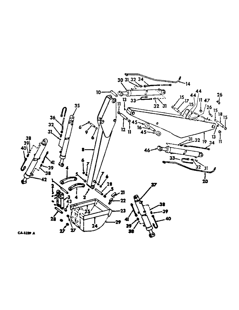 Схема запчастей Case IH 2400 - (17-06) - MOUNTED EQUIPMENT, BACKHOE BOOM, BUCKET, DIPPERSTICK, HYDRAULIC CYLINDER AND CONNECTIONS Mounted Equipment