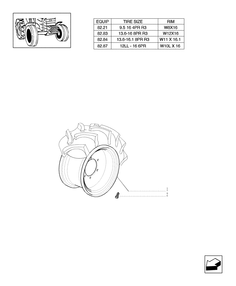 Схема запчастей Case IH JX1060C - (82.00[01]) - 4WD DRIVING WHEELS (11) - WHEELS/TRACKS