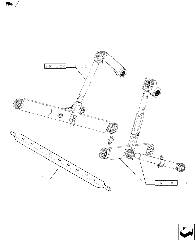 Схема запчастей Case IH FARMALL 75C - (35.120.02) - LINKAGE DRAWBAR CAT."2" (VAR.330899) (35) - HYDRAULIC SYSTEMS