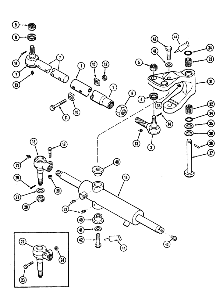 Схема запчастей Case IH MX135 - (05-05) - 2WD STEERING CYLINDER AND TIE ROD (05) - STEERING