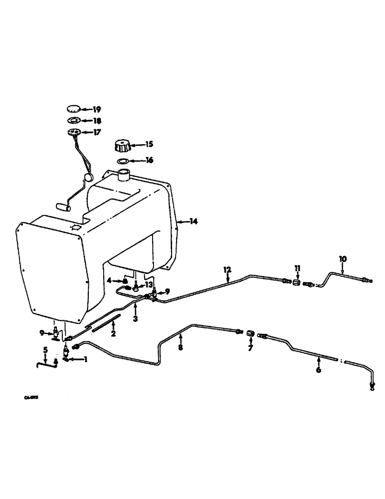 Схема запчастей Case IH 574 - (12-005) - FUEL TANK SUPPORTS AND PIPING, BOSCH INJECTION Power