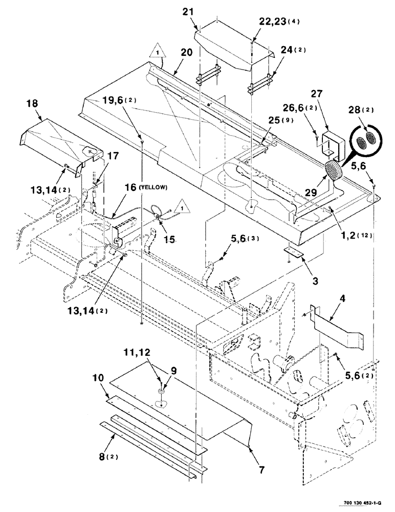 Схема запчастей Case IH 8315 - (7-28) - SHIELDS ASSEMBLY LEFT, SAFETY (09) - CHASSIS
