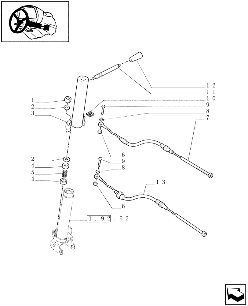 Схема запчастей Case IH JX90 - (1.92.10[01]) - THROTTLE CONTROL LINKAGE (10) - OPERATORS PLATFORM/CAB