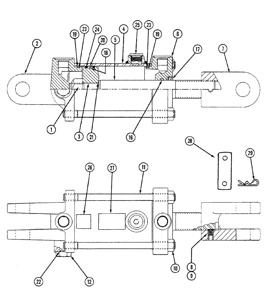 Схема запчастей Case IH NFX - (8-18) - HYDRAULIC DEPTH CONTROL CYLINDER 3-1/2 INCH BORE X 8 INCH STROKE (08) - HYDRAULICS