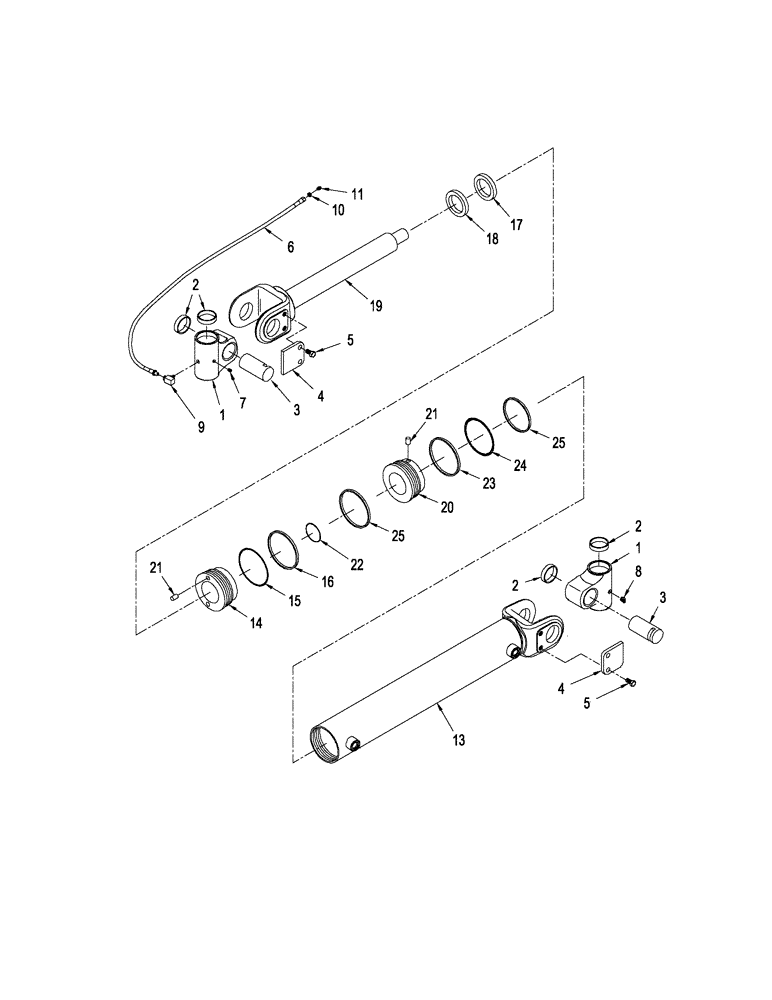 Схема запчастей Case IH STEIGER 330 - (05-12) - CYLINDER ASSY - ARTICULATION, WITHOUT SENSOR (05) - STEERING