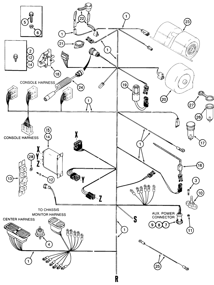 Схема запчастей Case IH CPX420 - (04-05) - HARNESS, CAB - LOWER REAR (06) - ELECTRICAL SYSTEMS