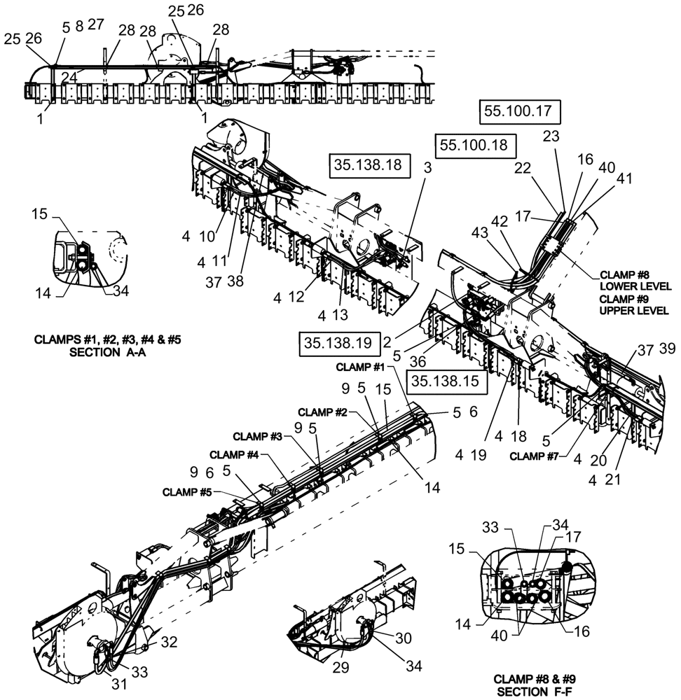 Схема запчастей Case IH 1240 - (35.310.04) - LAYOUT HYD HOSES ROUTING 16/31 ROW (35) - HYDRAULIC SYSTEMS