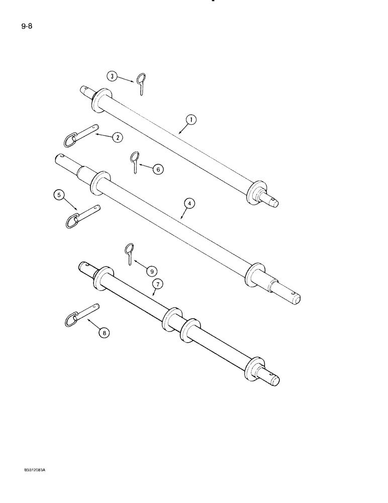 Схема запчастей Case IH 1840 - (9-08) - HITCH SPINDLES, CATEGORY II 