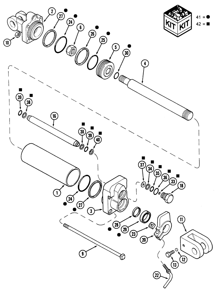 Схема запчастей Case IH 5300 - (8-28) - LIFT CYLINDER ASSEMBLY, 145353C91, DEPTH CONTROL (1ST DATE RANGE) (08) - HYDRAULICS