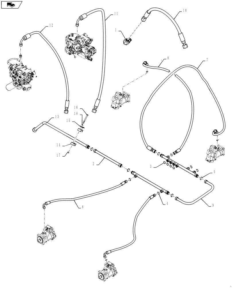 Схема запчастей Case IH 4420 - (06-023) - CASE DRAIN HYDRAULIC GROUP Hydraulic Plumbing