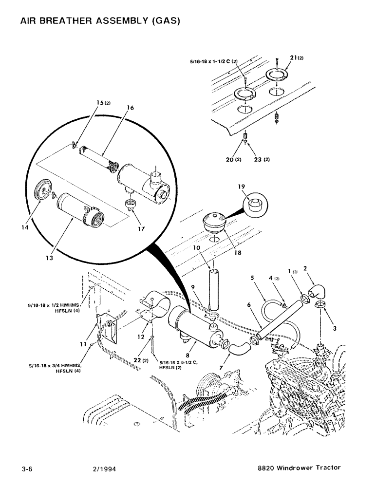 Схема запчастей Case IH 8820 - (3-06) - AIR BREATHER ASSEMBLY, GAS (03) - FUEL SYSTEM