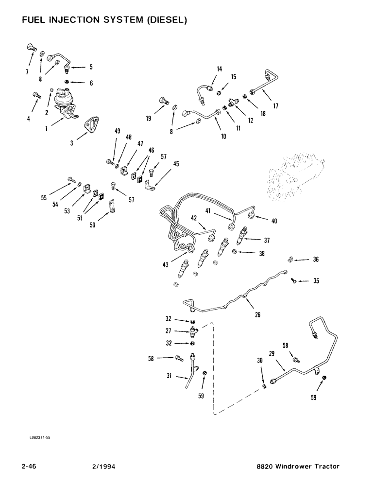 Схема запчастей Case IH 8820 - (2-46) - FUEL INJECTION SYSTEM, DIESEL (02) - ENGINE