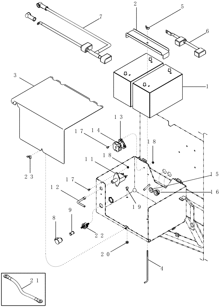 Схема запчастей Case IH 625 - (55.301.02) - BATTERY AND BATTERY CABLES (55) - ELECTRICAL SYSTEMS