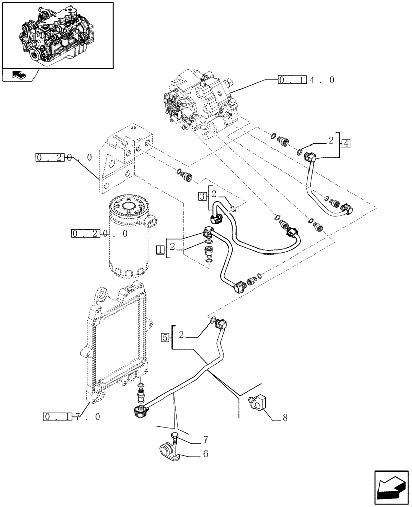 Схема запчастей Case IH F4HE9687G J101 - (0.20.3) - PIPING - FUEL (2855426 - 2855532) 