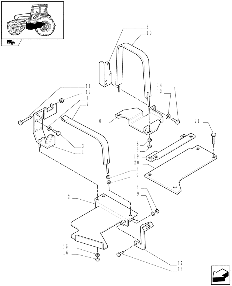 Схема запчастей Case IH FARMALL 85U - (1.14.7) - FUEL TANK SUPPORT - BRACKETS, TIE-RODS - SUPPORTS (02) - ENGINE EQUIPMENT