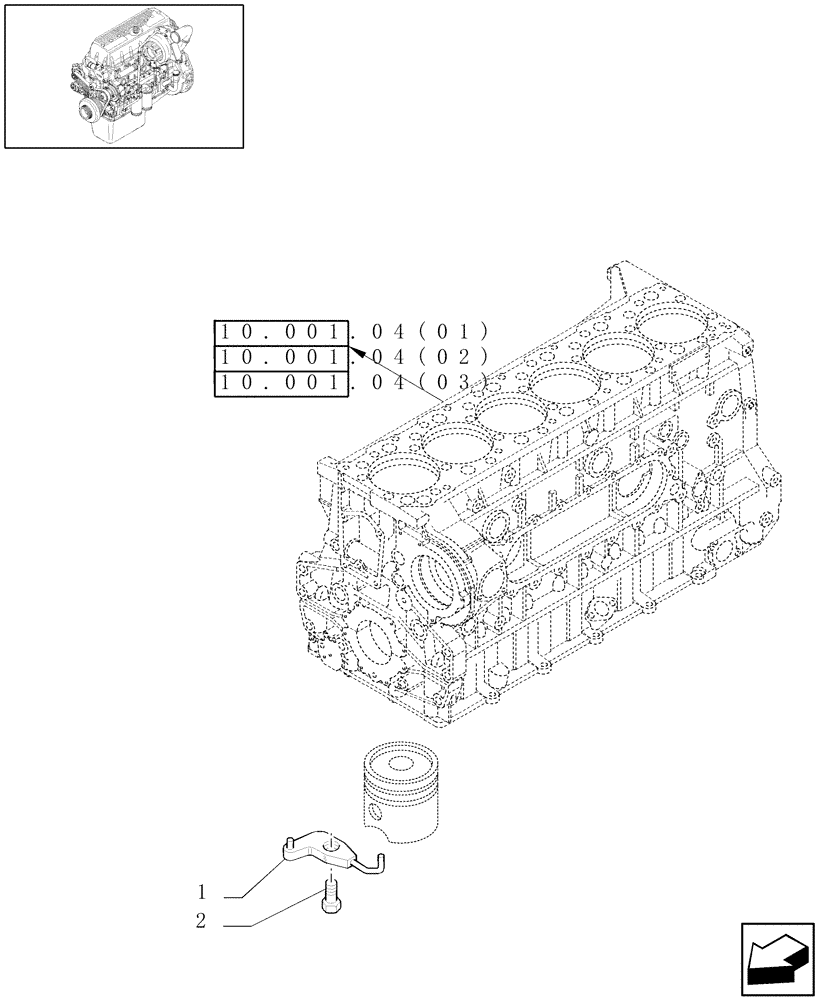 Схема запчастей Case IH 8010 - (10.001.02[02]) - CYLINDER BARREL LUBRICATION NOZZLE - 8010 (10) - ENGINE