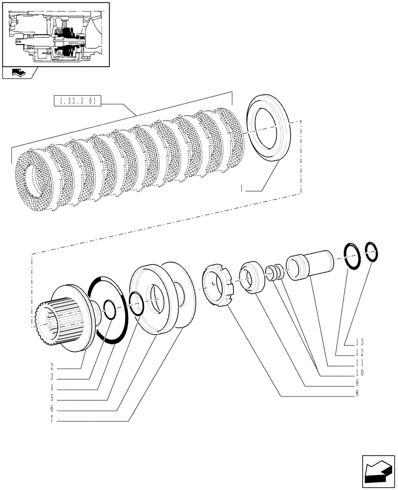 Схема запчастей Case IH PUMA 180 - (1.33.3[02]) - 4WD ENGAGEMENT CLUTCH CONTROL - SPLINED HUB (04) - FRONT AXLE & STEERING