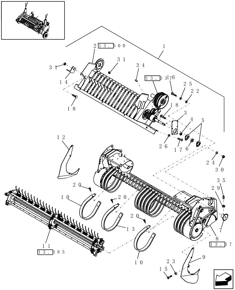 Схема запчастей Case IH RBX462 - (13.336) - 1.8M DUAL CAM WIDE PICKUP & STUFFER FEEDER, EUROPE & R.O.W. (13) - FEEDER