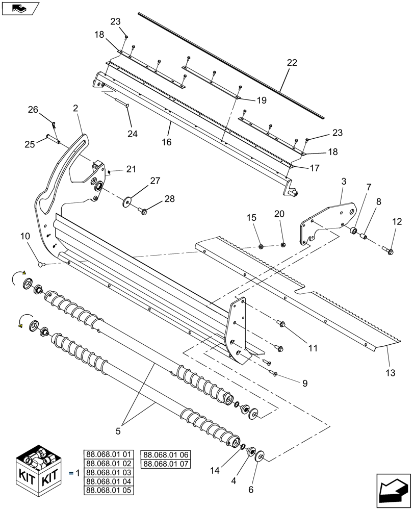 Схема запчастей Case IH RB455A - (88.068.01[07]) - DIA KIT, STANDARD NET, DUCKBILL & NET KNIFE (88) - ACCESSORIES