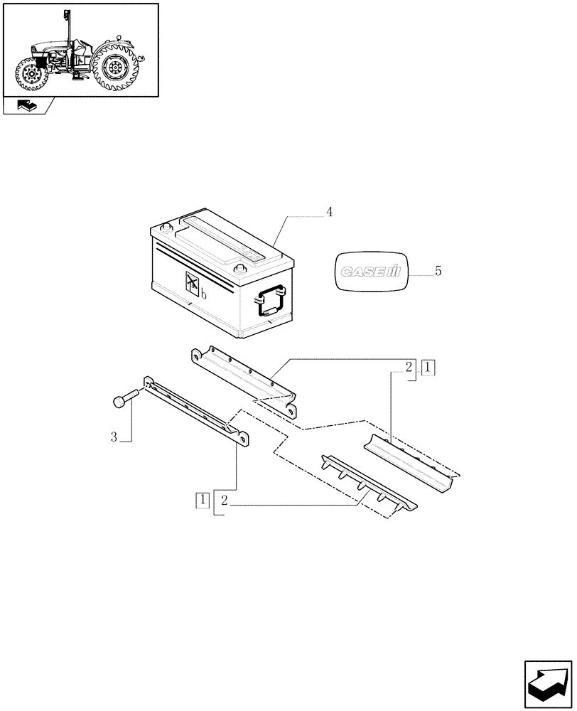 Схема запчастей Case IH FARMALL 75C - (1.74.1) - BATTERY MOUNTING (06) - ELECTRICAL SYSTEMS