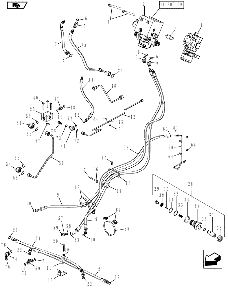 Схема запчастей Case IH MAGNUM 225 - (41.200.06) - STEERING SYSTEM, MFD CLASS 4 AXLE WITH AUTOGUIDANCE, CONSTANT VELOCITY TRANSMISSION (41) - STEERING