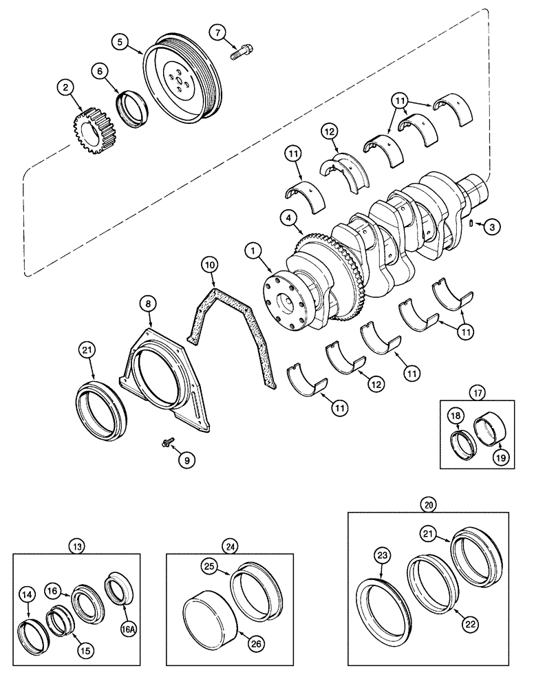 Схема запчастей Case IH 5120 - (2-54) - CRANKSHAFT, 4T / 4TA-390 ENGINE (02) - ENGINE